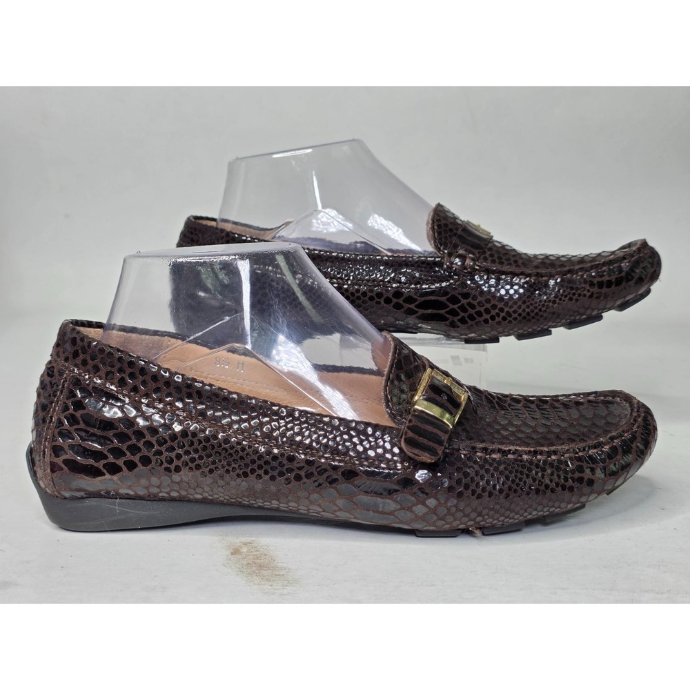 Van‎ Eli Penny Women's Loafers Size 8.5 M Brown Snake Print Leather Mules Shoes